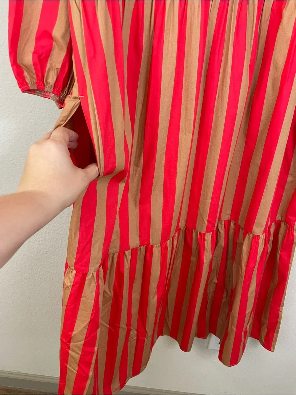 Anthropologie Maeve Bettina Striped Tiered Poplin Shirt Midi Dress Size M - Picture 8 of 11